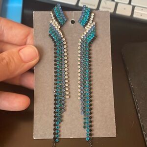 Fashion long dangle sparkle earrings